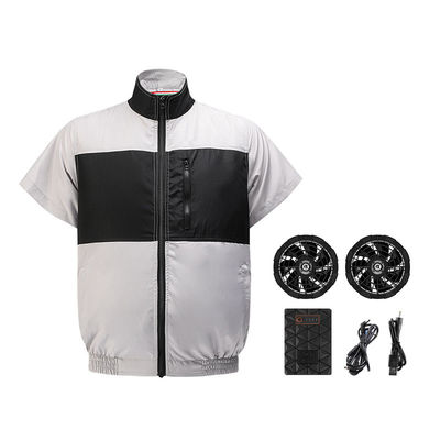 6700mAh बैटरी के साथ लाइट ग्रे ब्लैक कूलिंग फैन वेस्ट S/M/L/XL/XXL/XXXL ऑप्टिकल